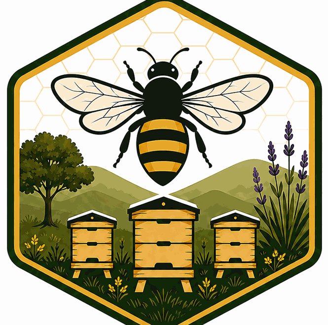 ApiaryKeeper honeybee emblem over three hive boxes